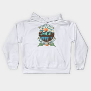 Protect our national parks retro climate call to action groovy hippie 70s style Kids Hoodie